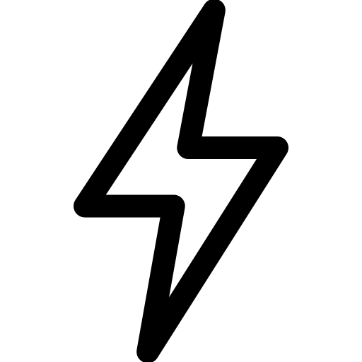 Black lightning bolt symbol on a white background