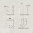 Technical drawing of a metal bracket with dimensions on a light gray background