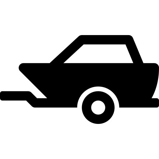 Black silhouette of a car trailer on a white background